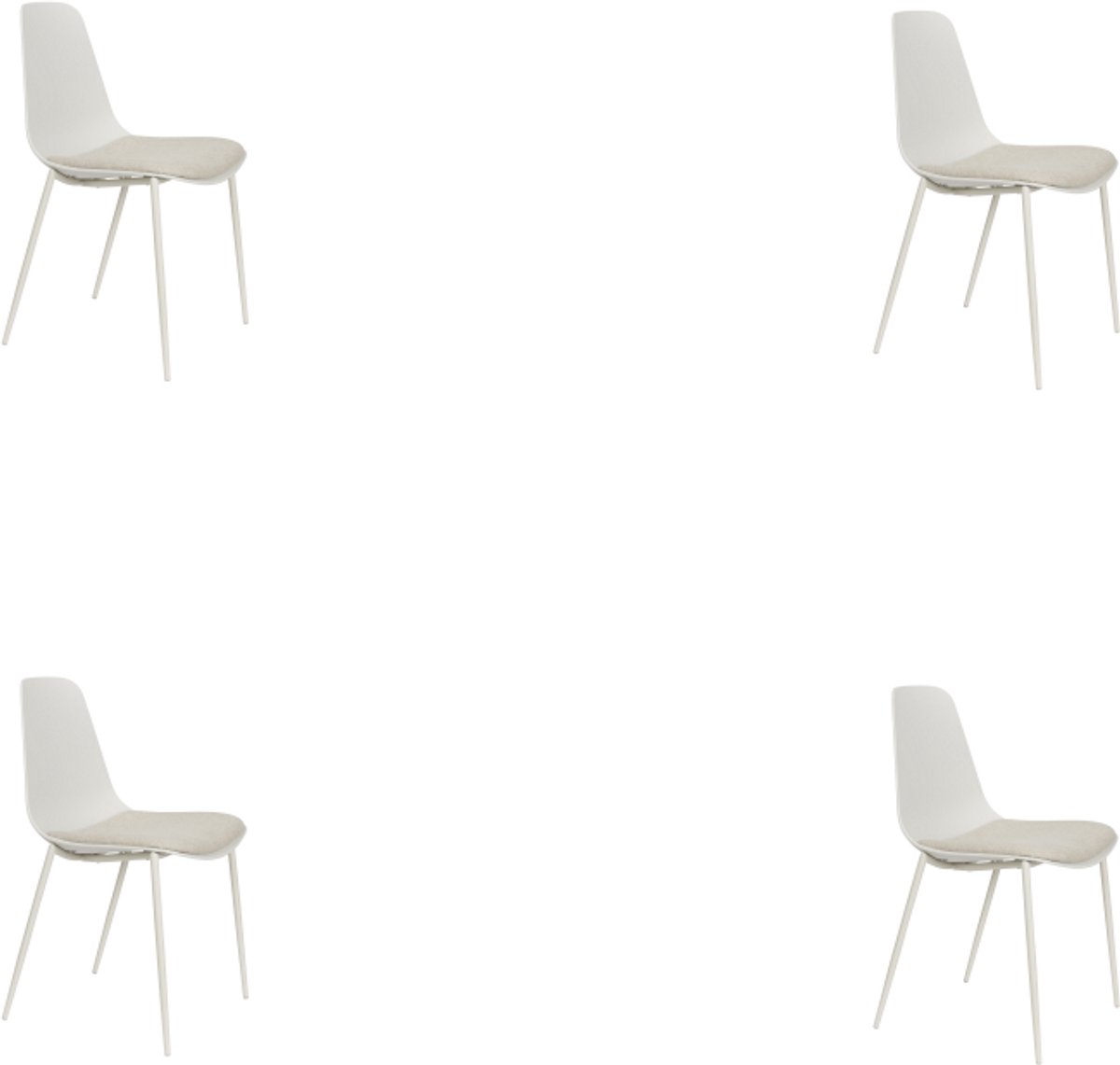Novel Collection - Eetkamerstoel Jeffrey - Wit - 48.5x49x88 cm - Set van 4