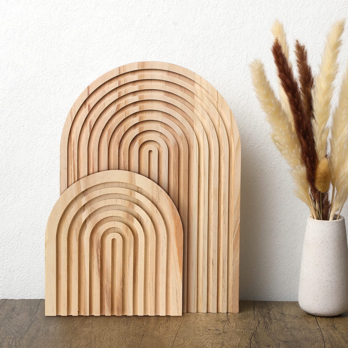 Houten snijplank 2 stuks - Decoratief regenboog boog set - Keuken decor serveerblad - Houten snijblok voor thuis, boerderij stijl - Voor wandplank en schoorsteenmantel