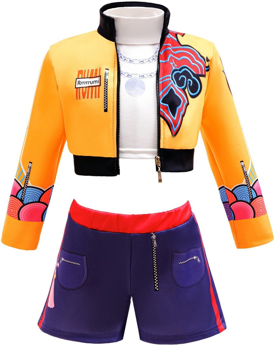 Joya Kids® K-pop Stijl Meisjes Verkleedset | Geïnspireerd op de Demonenjagers Helden | Verkleed Kostuum voor Kinderen | Verkleedkleding voor Carnaval & Halloween | Stoere Outfit Meisje | Maat 110 - 120 | 4-6 Jaar | Small — afbeelding 3