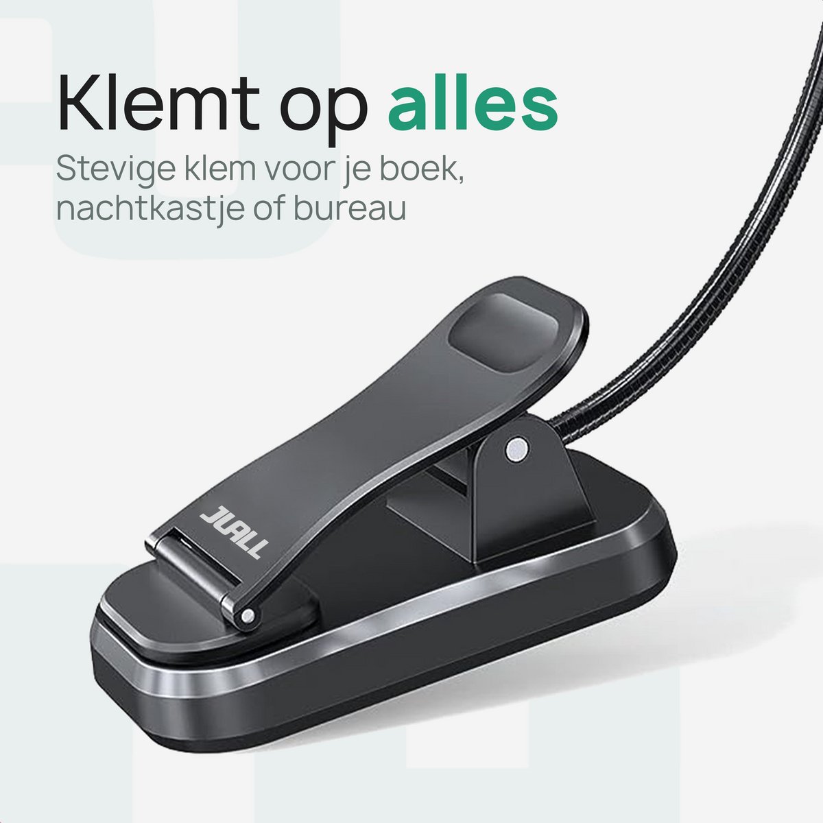 JUALL LED Leeslampje voor Boek - 9 Lichtstanden - Oplaadbaar Leeslampje voor in Bed - Boeklampje - Leeslampje met Klem - Bedlampje - Zwart — cadeau in Gadgets - foto 4