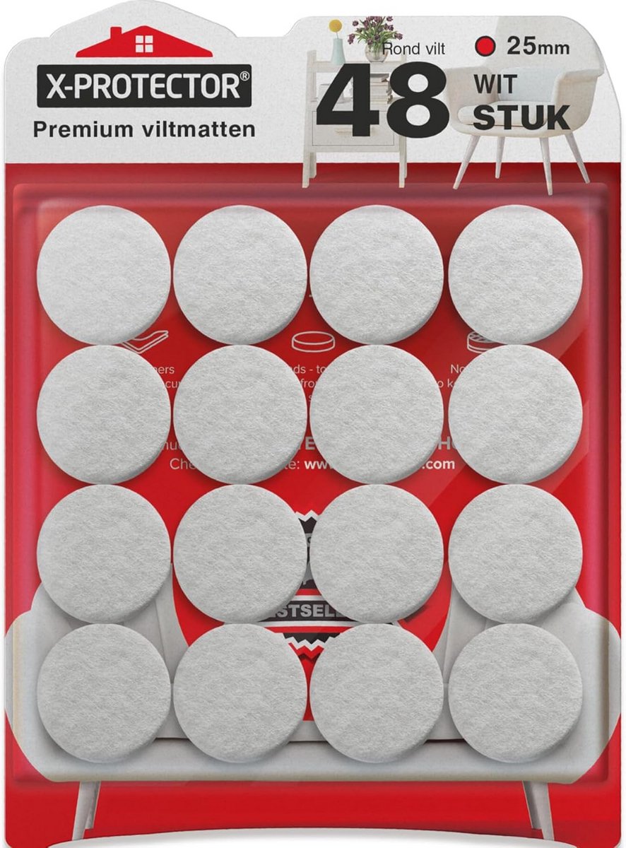 Meubel Pads - Viltjes Vloerbeschermers - Krassen Voorkomen - Sterke Lijmlaag - 48 Stuks - Wit