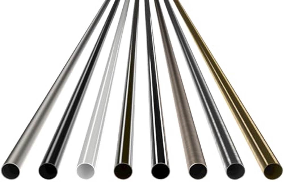 Metalen buis - Gordijnstang - Kleding opbergen - Individueel in te korten - 180 cm - Mat zwart