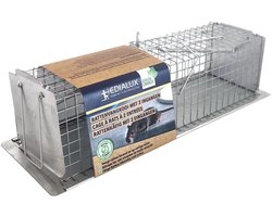 Edialux Rattenvangkooi gegalvaniseerd 2 ingangen, vangkooi voor ratten, diervriendelijke rattenval, levend vangen zonder gif, herbruikbaar, roestbestendig, binnen en buiten gebruik