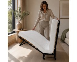 Troonz® Logeerbed Atlas 90x200 cm – Opklapbed 1 persoons - Vouwbed met Matras - Plooibed - Eenpersoonsbed - Met beschermhoes