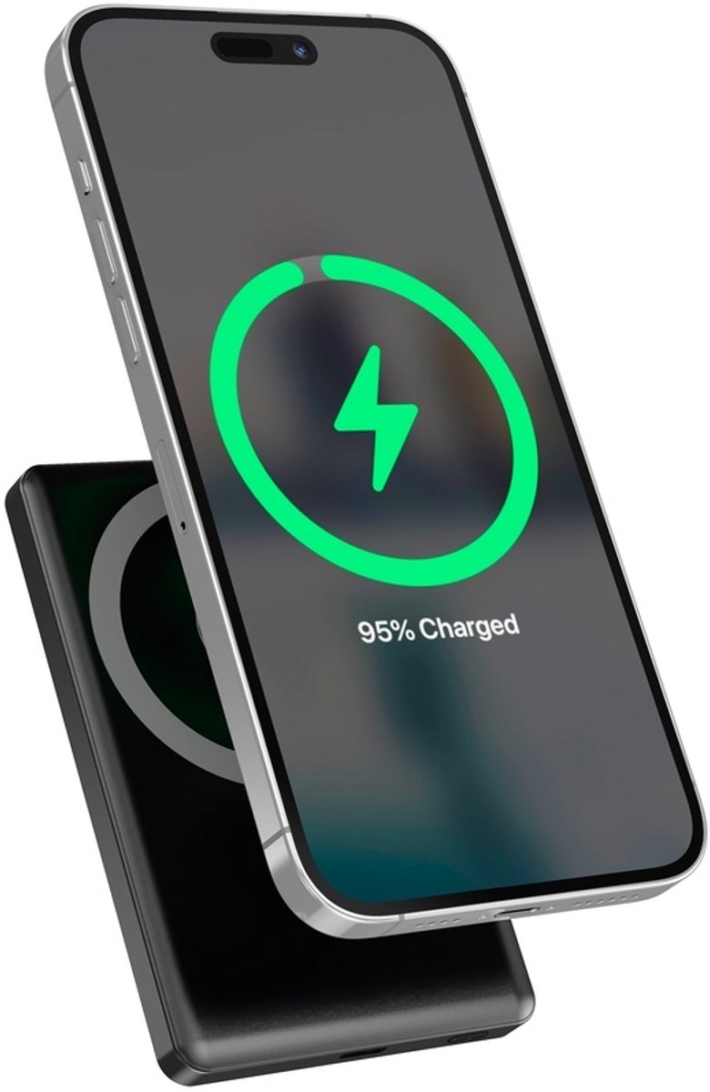 15 W Magnetic wireless powerbank with LCD, 10000 mAh, black