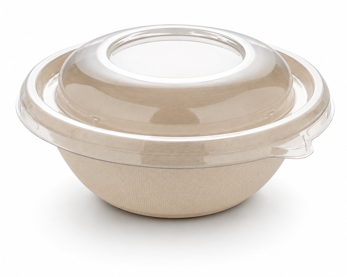 Sabert suikerriet magnetron buddha bowl - 600 ml met deksel - 150 stuks