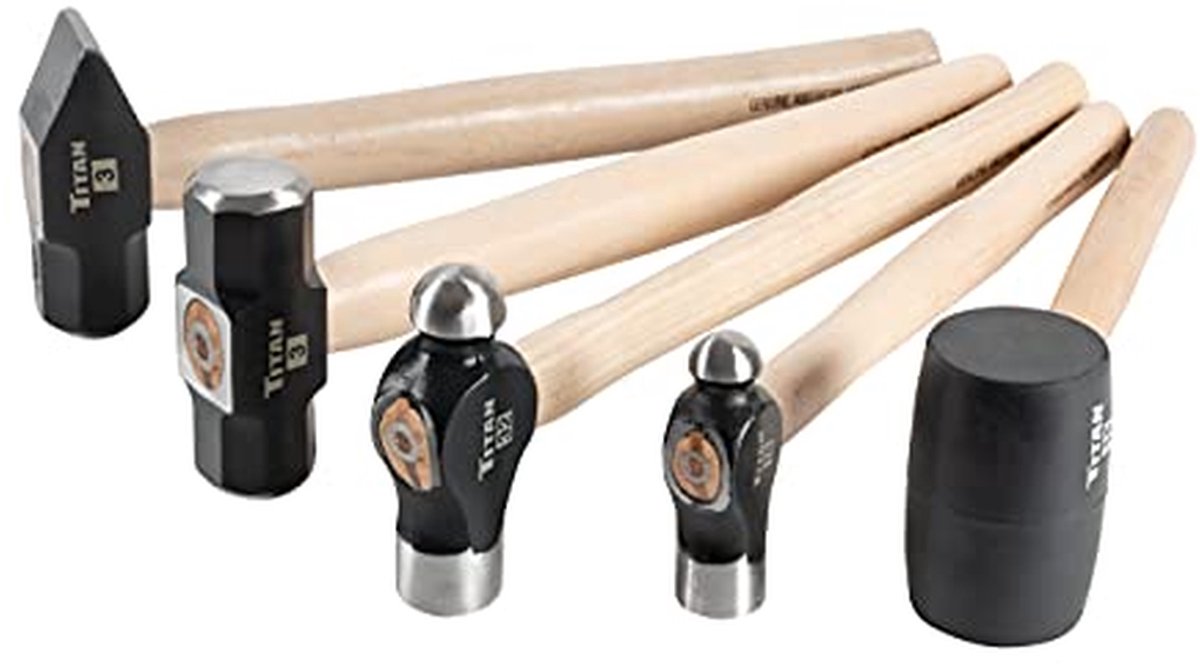 Houten Hamers - Hamerhandvatten Set - Klus Werk - Hickory Hout - 5 Stuks - Natuurlijk