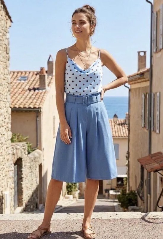 Jupe maxi femme- bleu viscose denim- jupe avec ceinture