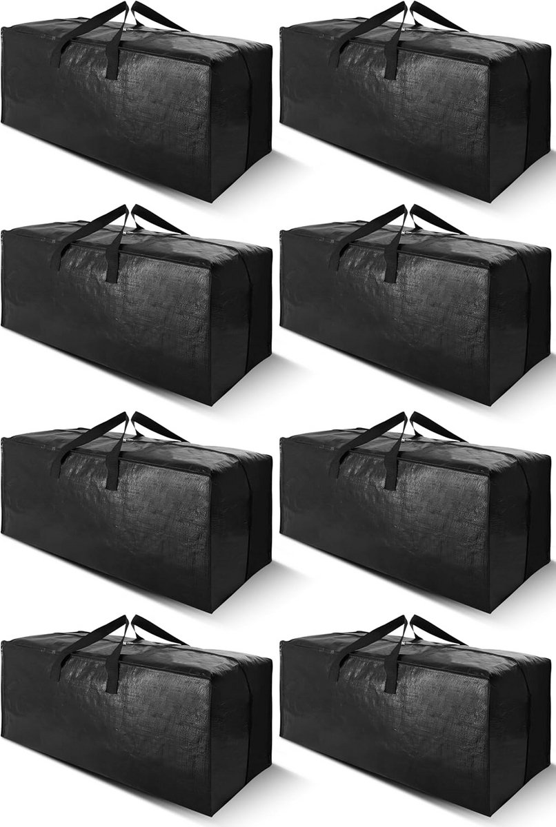 Verhuis Tassen - Opbergzakken - Spullen Opslaan - Rugzak Riemen - Set van 8 - Zwart