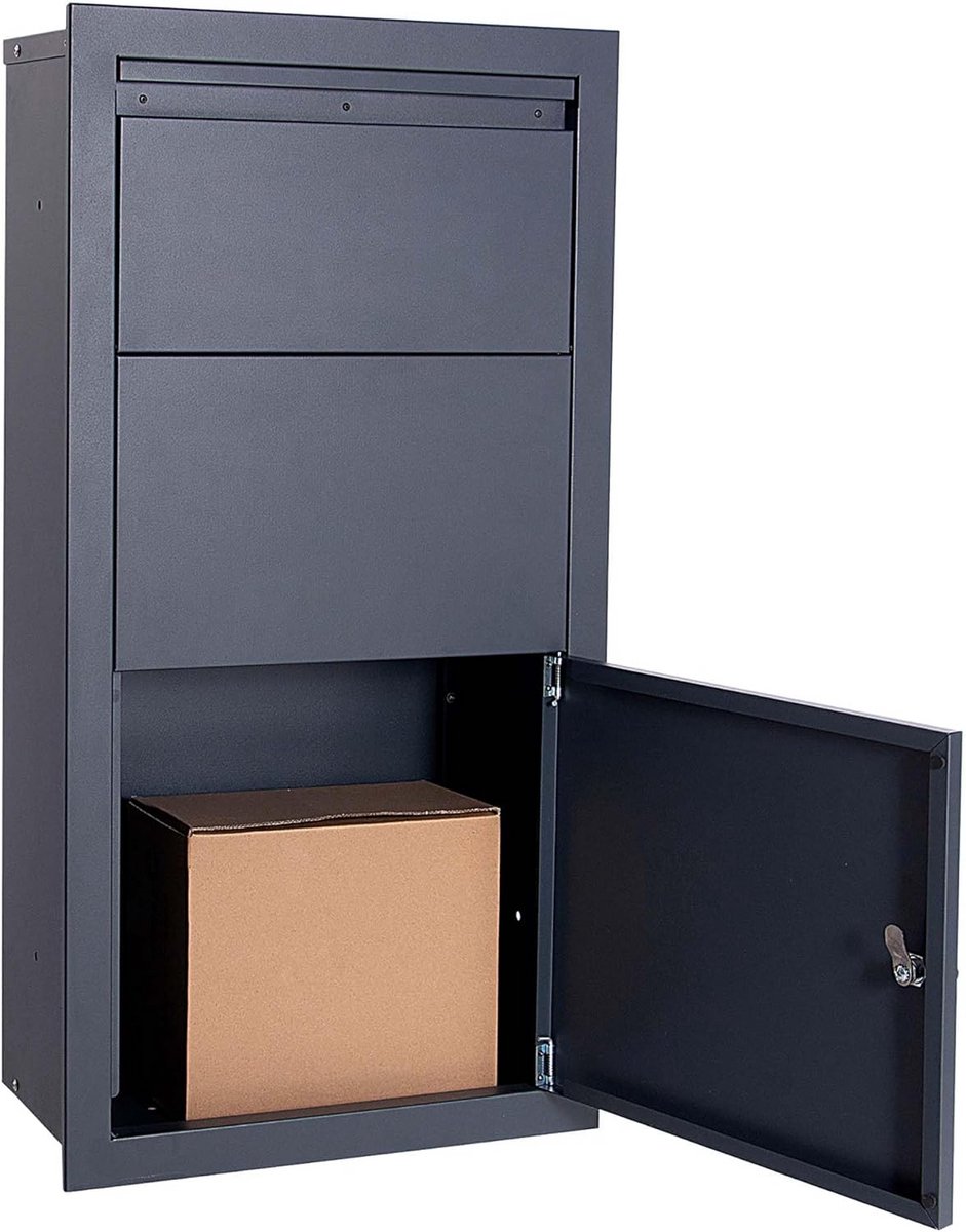 Pakketbox Wandmontage - Brievenbus Pakket - Post Ontvangen - Afsluitbaar Staal - 47 x 22 x 87 cm - Antraciet