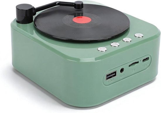 Platenspeler met luidspreker, retro hifi stereo Bluetooth-luidspreker met 3 afspeelmodi, draagbare draadloze platenspeler voor thuis, slaapkamer en kantoor. — afbeelding 3