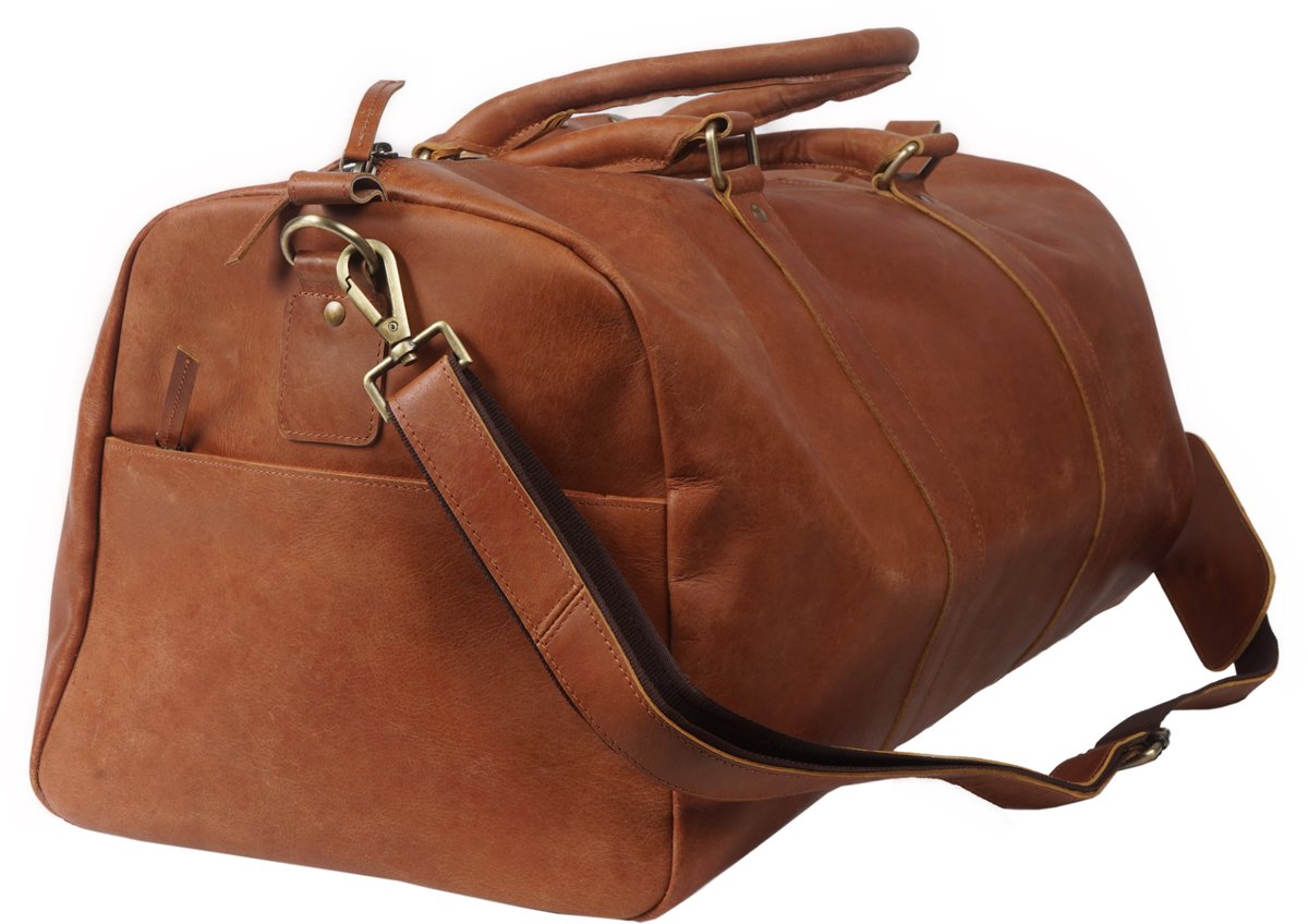 Cargro – 100% Lederen Weekendtas - Handgemaakt - Unisex - Reistas - Sporttas - Duffel bag - 100% Luxe Top-Grain Leer – Weekender 06 Bruin