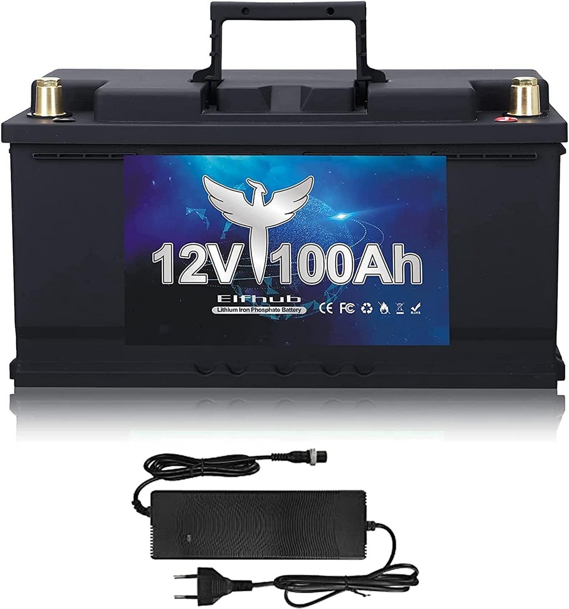 Lithium Accu - Energieopslag - Camper Boot - 10 Jaar Levensduur - 100Ah 12V - Zwart