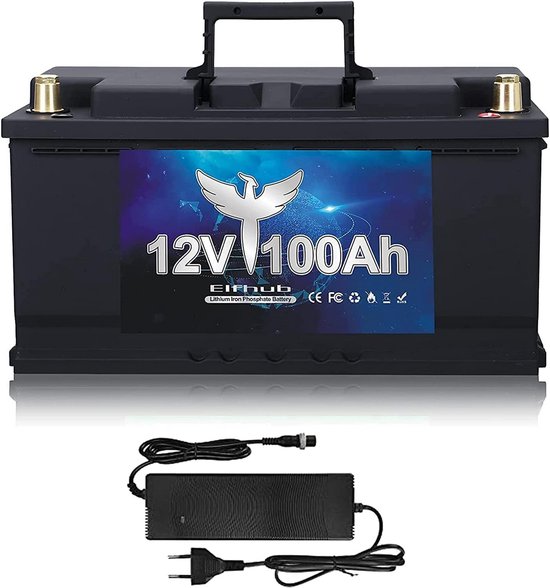 Lithium Accu - Energieopslag - Camper Boot - 10 Jaar Levensduur - 100Ah 12V - Zwart