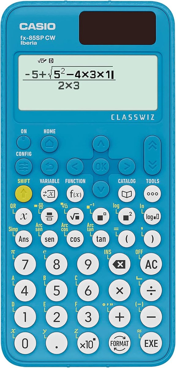 Wetenschappelijke Rekenmachine - Rekenapparaat - Complexe Berekeningen - Natuurlijk Leerboek Scherm - 5 Talen - Blauw