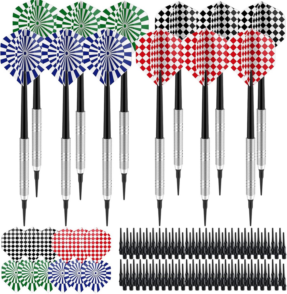 Dartpijlen Set - Soft Darts - Spel en Recreatie - Veel Accessoires - 12 Stuks - Meerkleurig