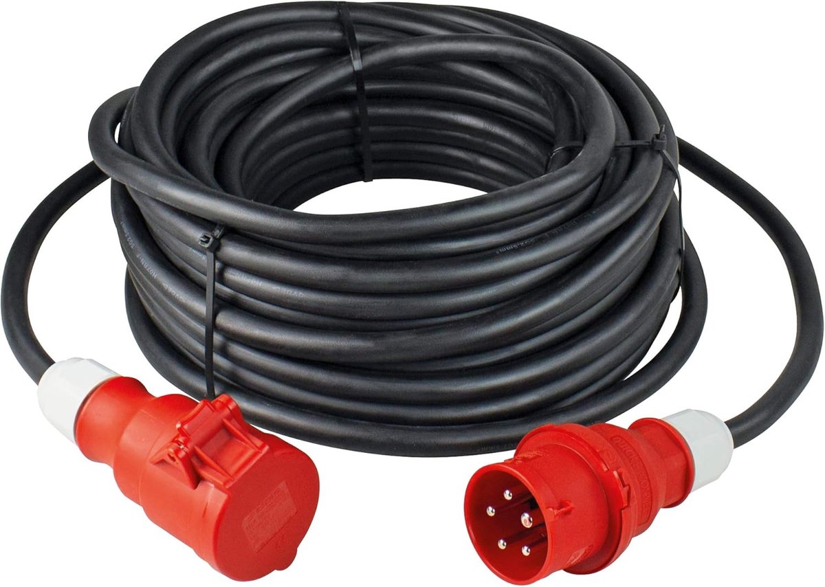 Verlengkabel CEE - Stroomkabel - Bouwplaats Stroom - IP44 Waterdicht - 25 meter - Zwart