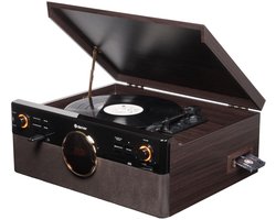 Denver Retro Platenspeler - DAB+/FM Radio - CD - Cassette - Bluetooth - Auto stop - MRD180 - Darkwood