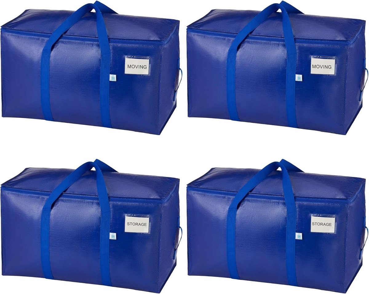 Verhuistassen - Opbergzakken - Ruimte Besparen - Extra Groot Volume - 4 Stuks 90 Liter - Blauw