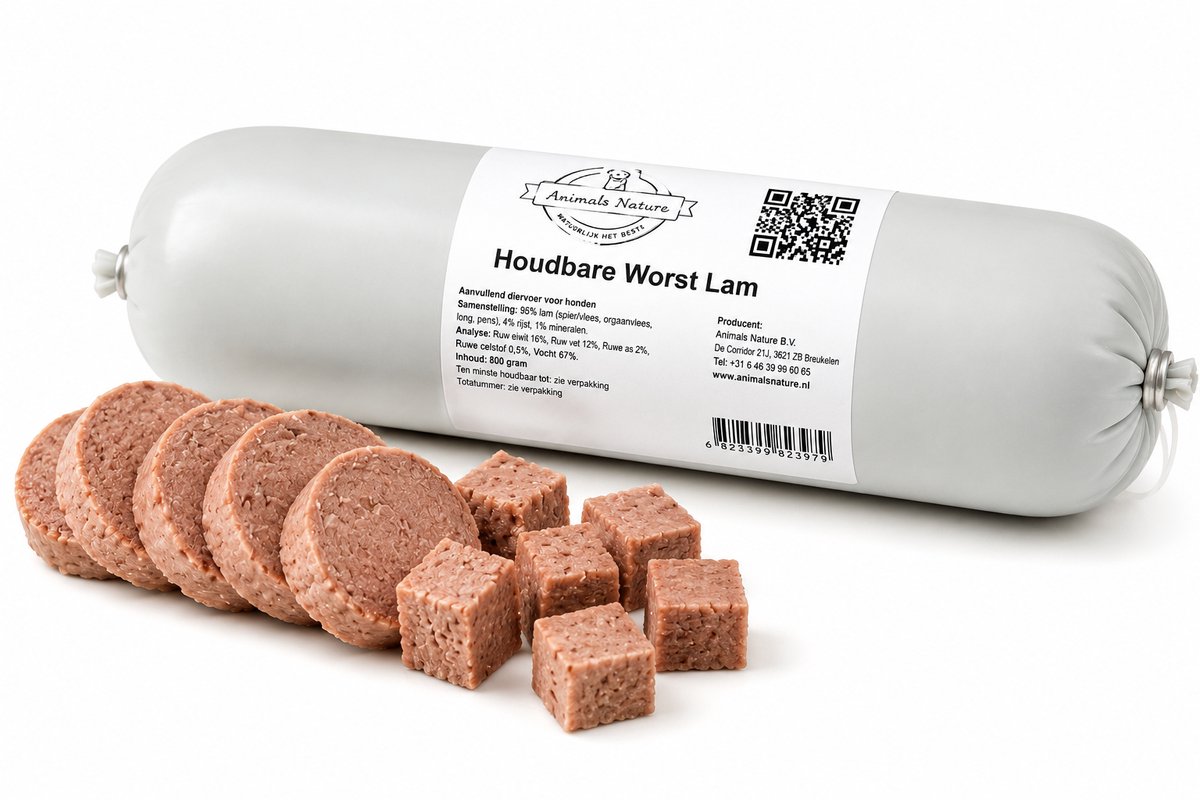Puur Fit Puur Fit Houdbare Worst Lam 800 gr - Hondenvoeding