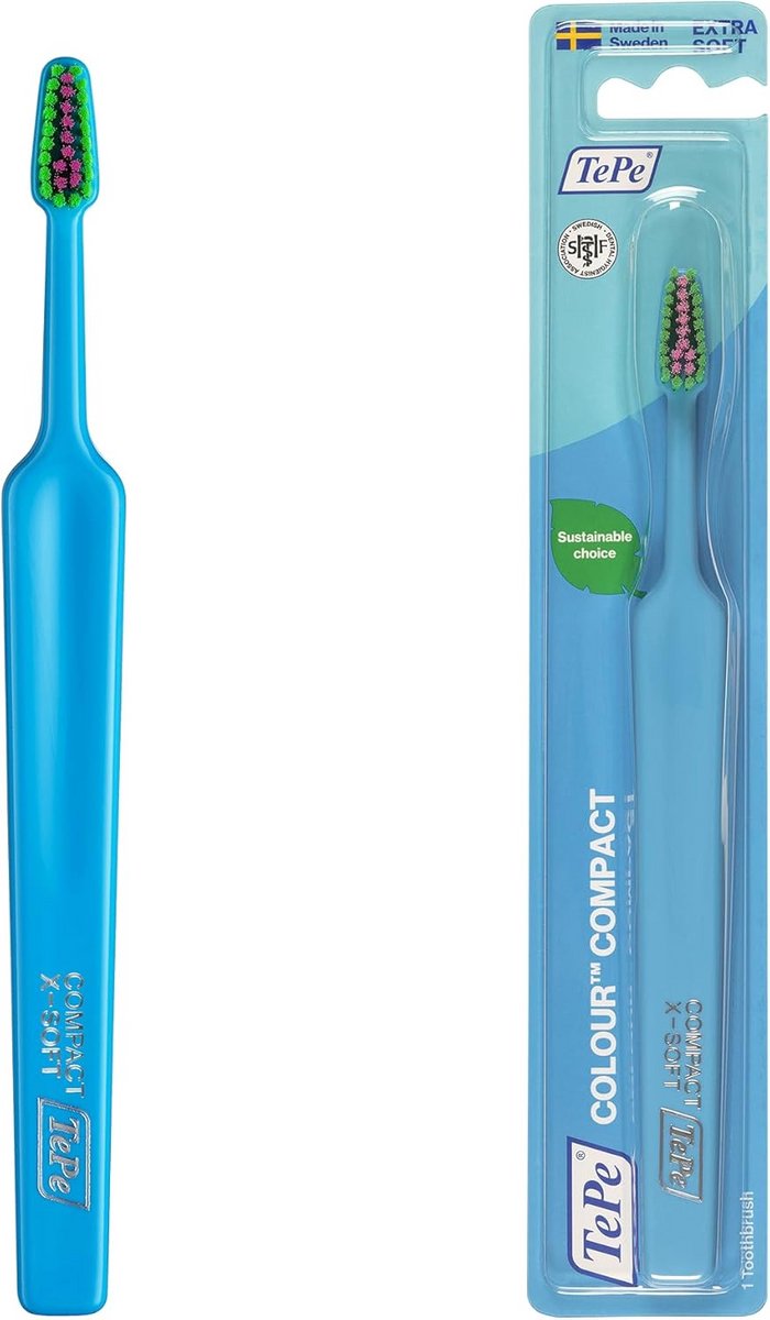 Compacte Tandenborstel - Zachte Borstel - Mondverzorging - Buigbare Nek - 1 stuk - Turquoise