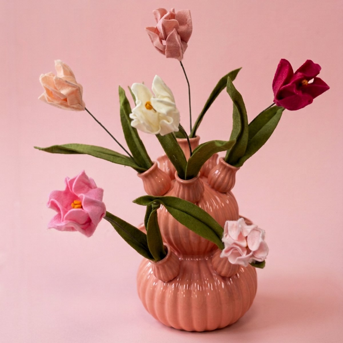 DIY Pakket - Viltdeco - Vilt bloemen - Hobbypakket - Tulpen - Tulpen van vilt maken - Roze mix
