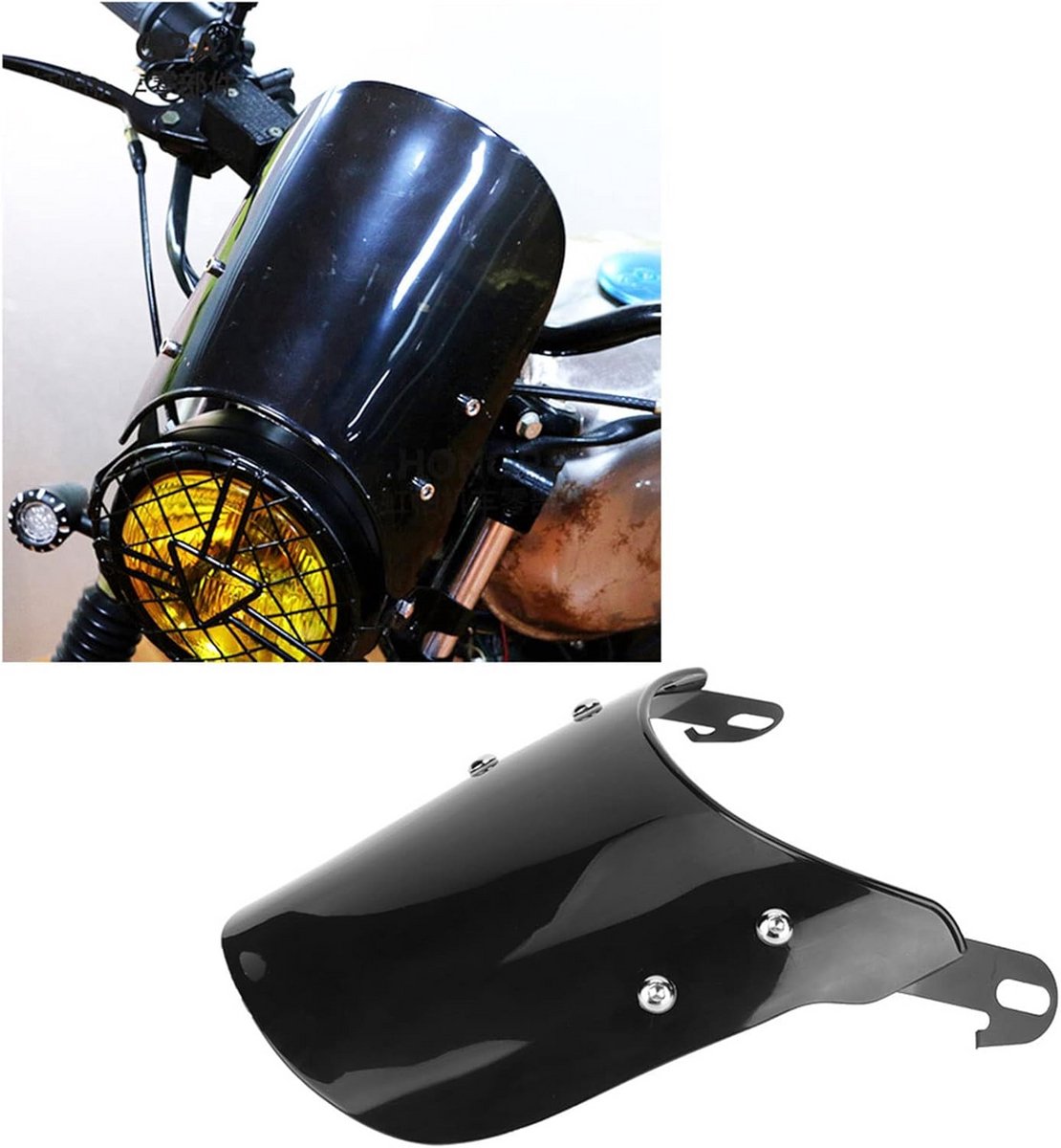 Motorfiets Windscherm - Universele Deflector - Comfortabel Rijden - Verhoogt Veiligheid - 5-7 Inch Koplamp - Zwart
