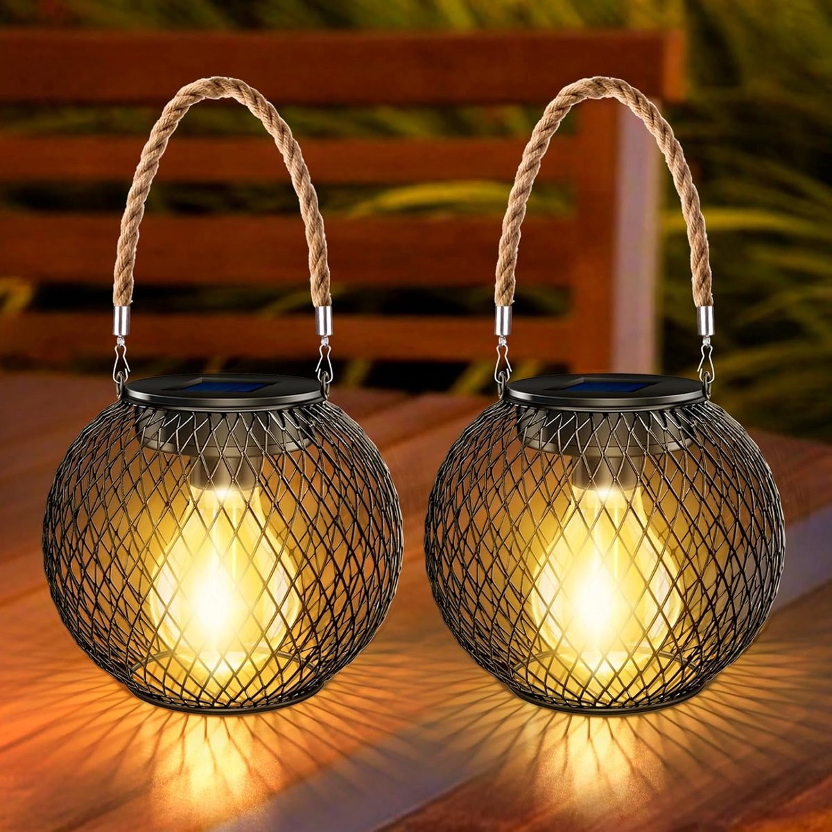 Solar Lantaarns - Buitenlampen Tuin - Tuin Decoratie - IP65 Waterdicht - 2 Stuks - Metaal