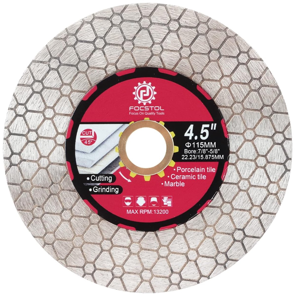 Diamantdoorslijpschijf - Tegelzaagblad - Snijden en slijpen - Driehoekig kopdesign - 115 mm - Zilverkleurig