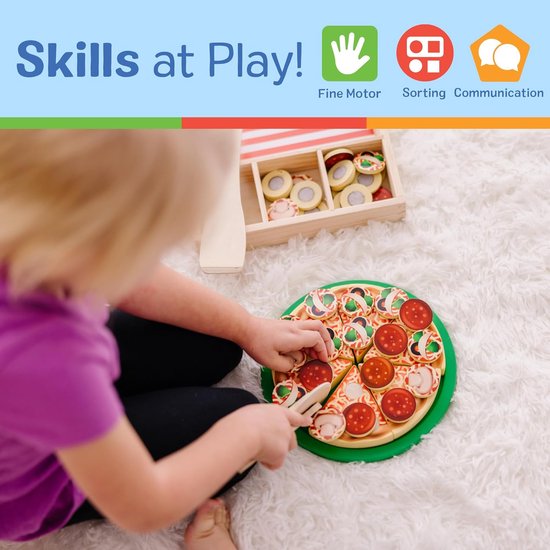 Houten pizzaset - Speelgoed pizza - Fantasierijk spel - 36 toppings ingrediënten - 4x23x33 cm - Multicolor — afbeelding 2