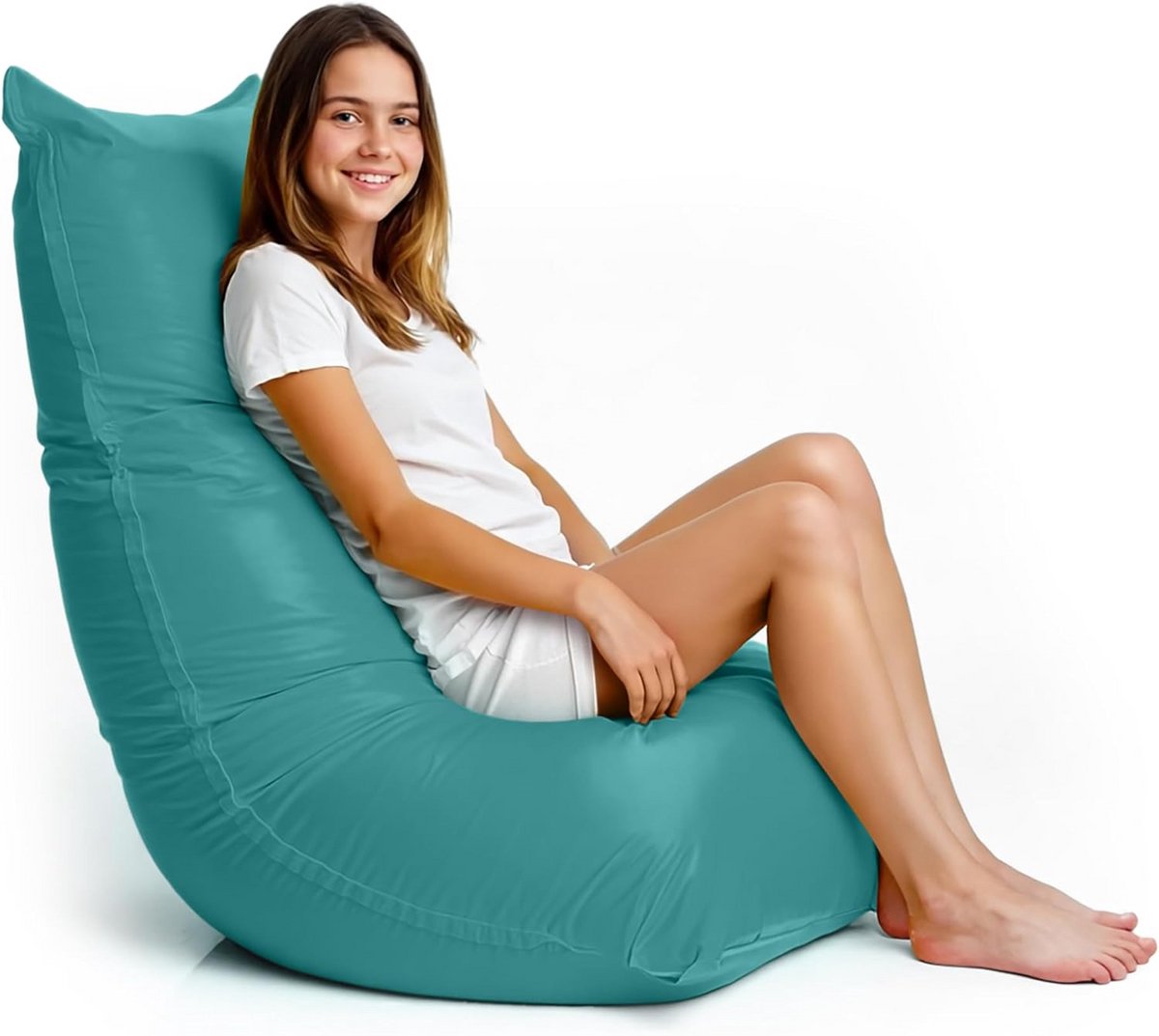 Zitzak met Vulling - Comfortabele Poef - Ontspannen Zitten - Verwisselbare Hoezen - 160 x 70 cm - Turquoise