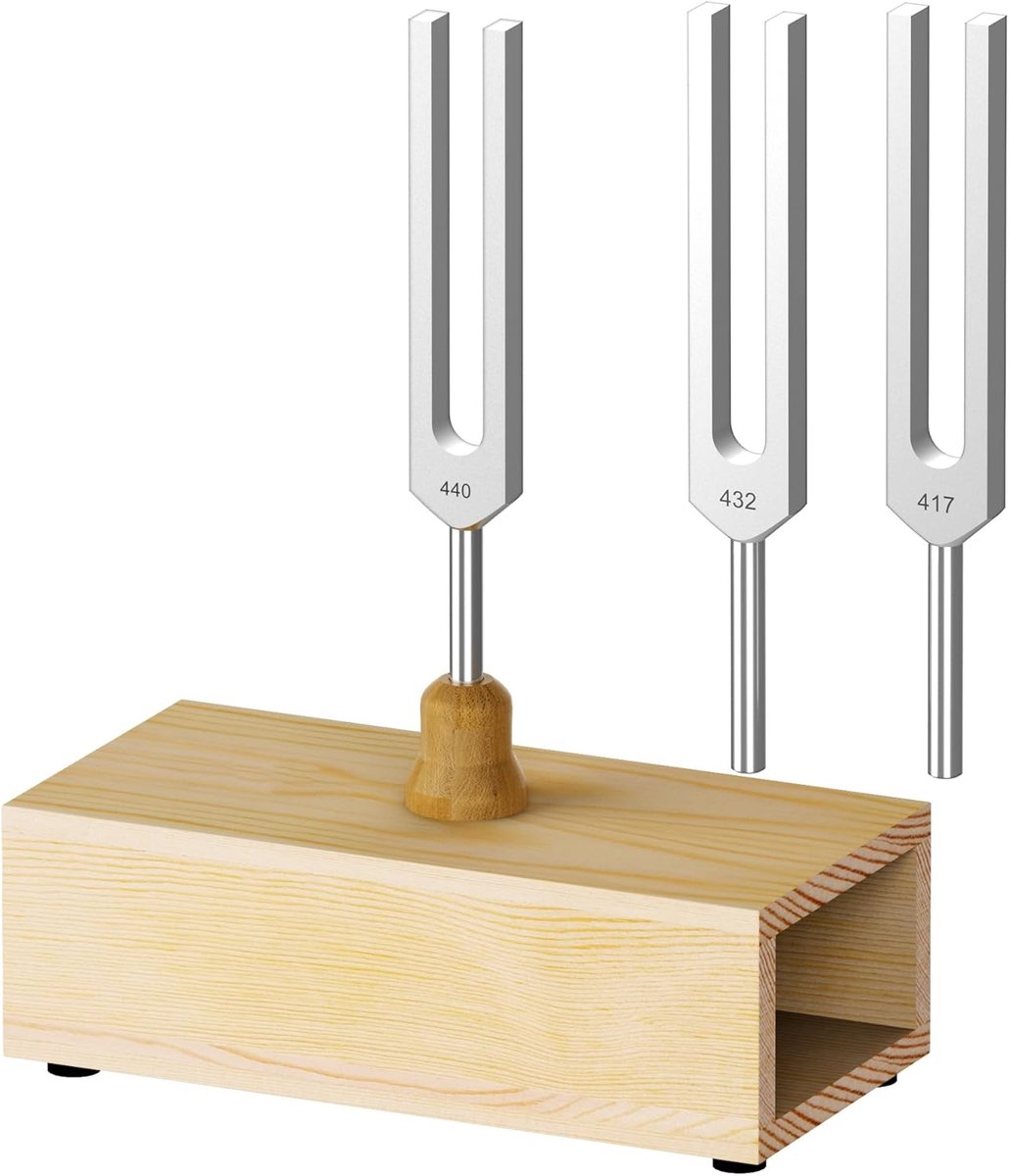 Stemvork Set - Resonantie Stemvork - Meditatie Ontspanning - Inclusief Houten Hamer - 3 Stuks - Aluminium
