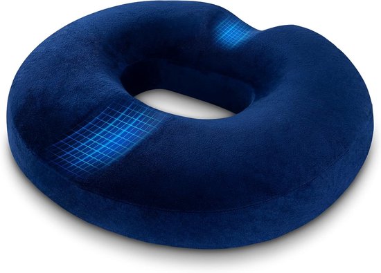 LITSPOT Donut kussen met innovatieve gellaag, zitring werkt pijnverlichtend, ook voor het verlichten van stuitbeen voor auto, bank, kantoor en rolstoel, normaal