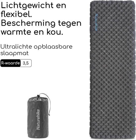 Naturehike Ultralichte warmtereflecterende slaapmat - Tuye R-waarde 3,5 - 7 cm dik luchtbed - Opblaasbaar & Compact voor winterkamperen - Zwart van Naturehike — afbeelding 3