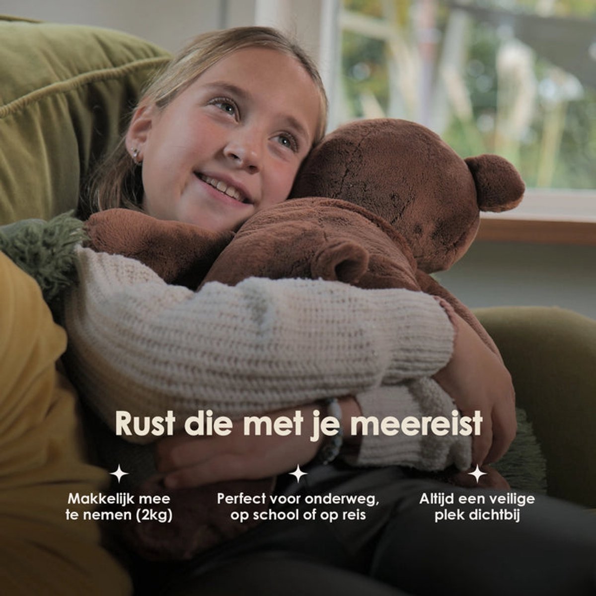 Lotgenootje Verzwaringsknuffel Beer - 45cm/2kg - Verzwaarde Knuffel - Weighted Stuffed Animal - Sensorisch Speelgoed - Zware Knuffel Anxiety - Plushie — afbeelding 9