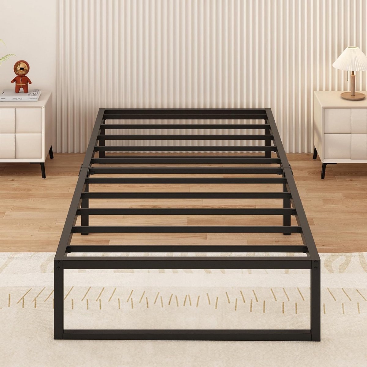 Metalen Bedframe - Eenpersoonsbed Frame - Stabiel Slapen - Geruisloos Ontwerp - 90x200 cm - Zwart