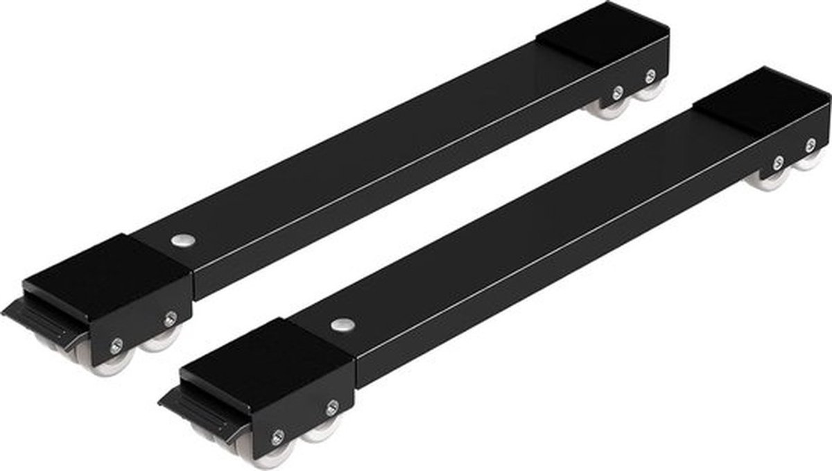 Set van 2 moblies transportwielen - onder chassis voor wasmachine, koelkast, wasdroger, vriezer tot 300 kg, met 24 wielen, rem. (verstelbare lengte: 45-70cm) - zwart