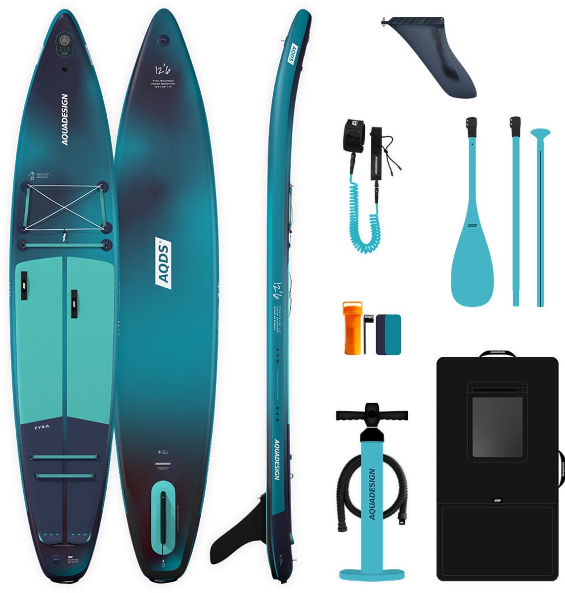 Fyra 12’6 Touring Opblaasbaar Supboard Pakket - Stand Up Paddle Board - Maximaal 150 Kg Draagvermogen - Inclusief Accessoires