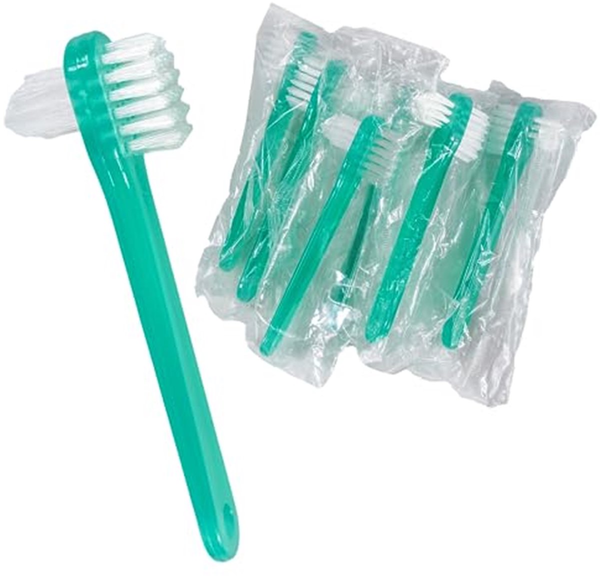 Kunstgebit Borstels - Reinigingsborstels Prothese - Hygiënisch Reinigen - Dubbelzijdige Borstelkop - 10 Stuks - Wit
