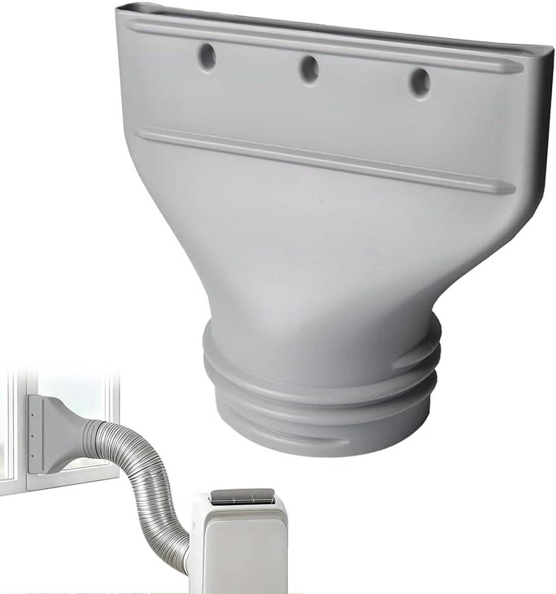 Koppelstuk Mobiele Airco Afvoerslang - Voor platte afvoerslang - Aansluiting Voor Afvoerslang Mobiele Airco - Raamafdichtingsset Voor Airco - Onderdelen Voor Airconditioners - Draagbare Airconditioning Slangconnector - Grijs