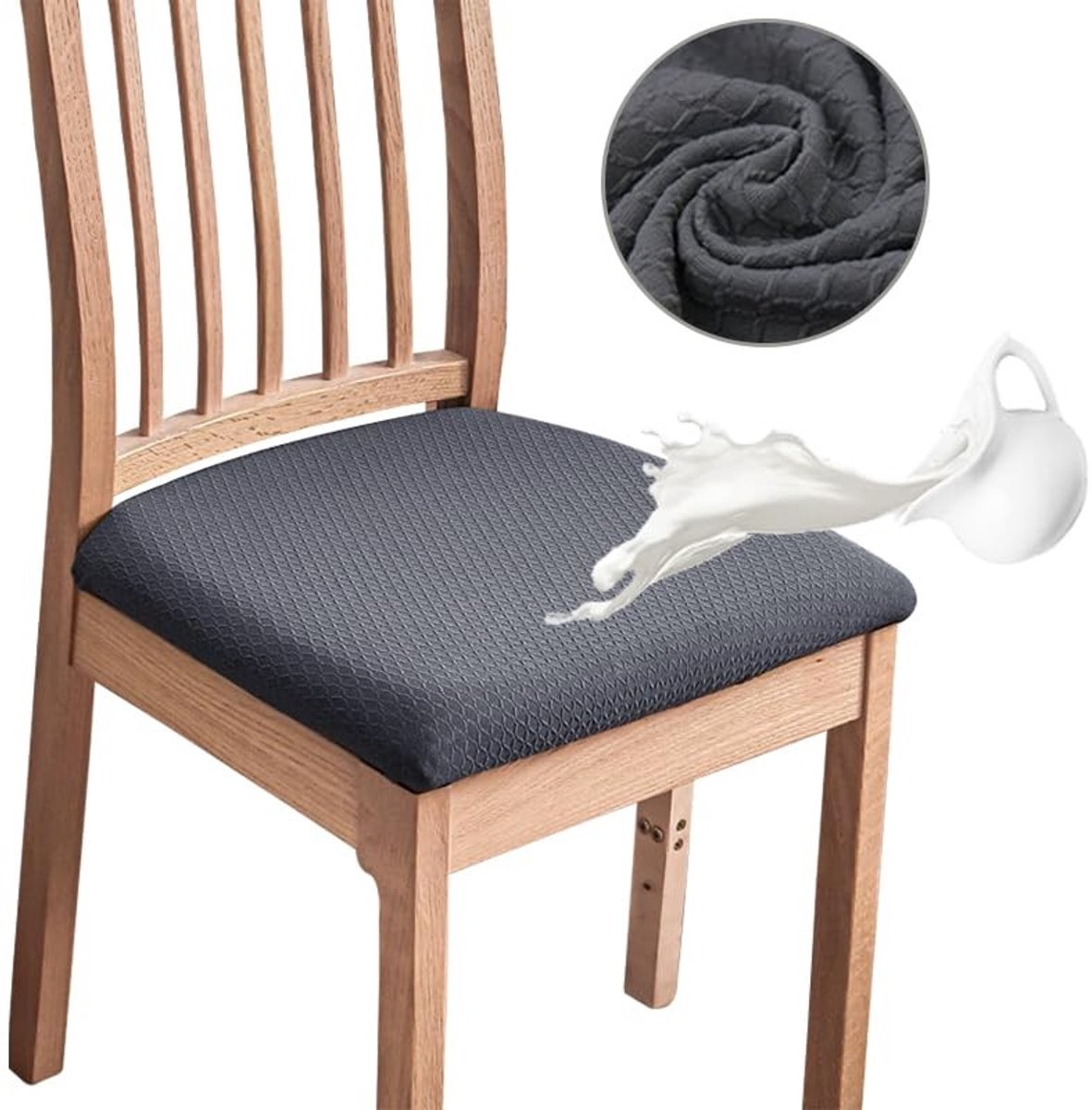 Dailygoods- Stoelhoezen Set van 6 - Stretch Waterdicht - TPU Gelamineerd - Afneembaar en W