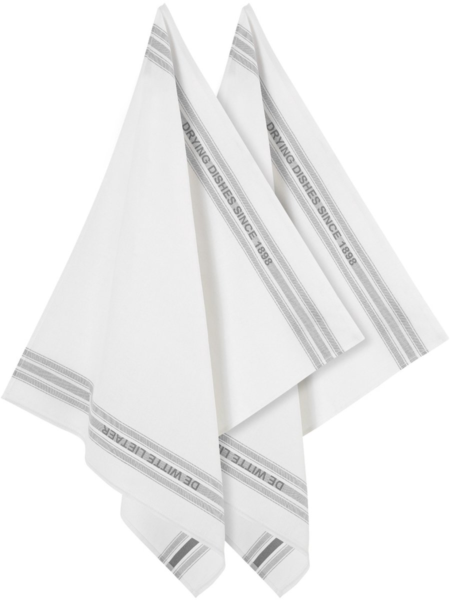 De Witte Lietaer Theedoek Dish, Grijs - 2 stuks - 65 x 70 cm - Katoen/Linnen