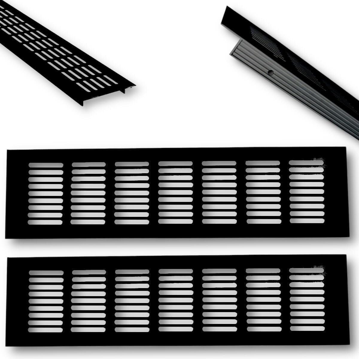 Ventilatierooster - Luchtgitter - Luchtcirculatie Verbeteren - Insectenwerend - 20 x 8 cm - Zwart