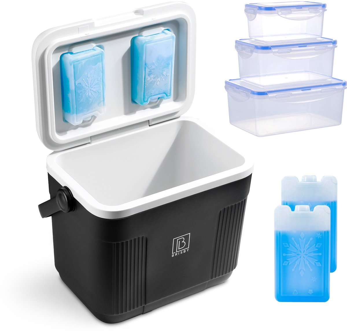 Bol.com Brisby Grote Koelbox 22 Liter – Zwart – Tot 40 uur isolatie – 4 koelelementen vergrendeld in deksel – Ideaal voor campin... aanbieding
