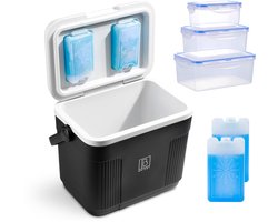 Brisby Grote Koelbox 22 Liter – Zwart – Tot 40 uur isolatie – 4 koelelementen vergrendeld in deksel – Ideaal voor camping en dagje uit – Frigobox