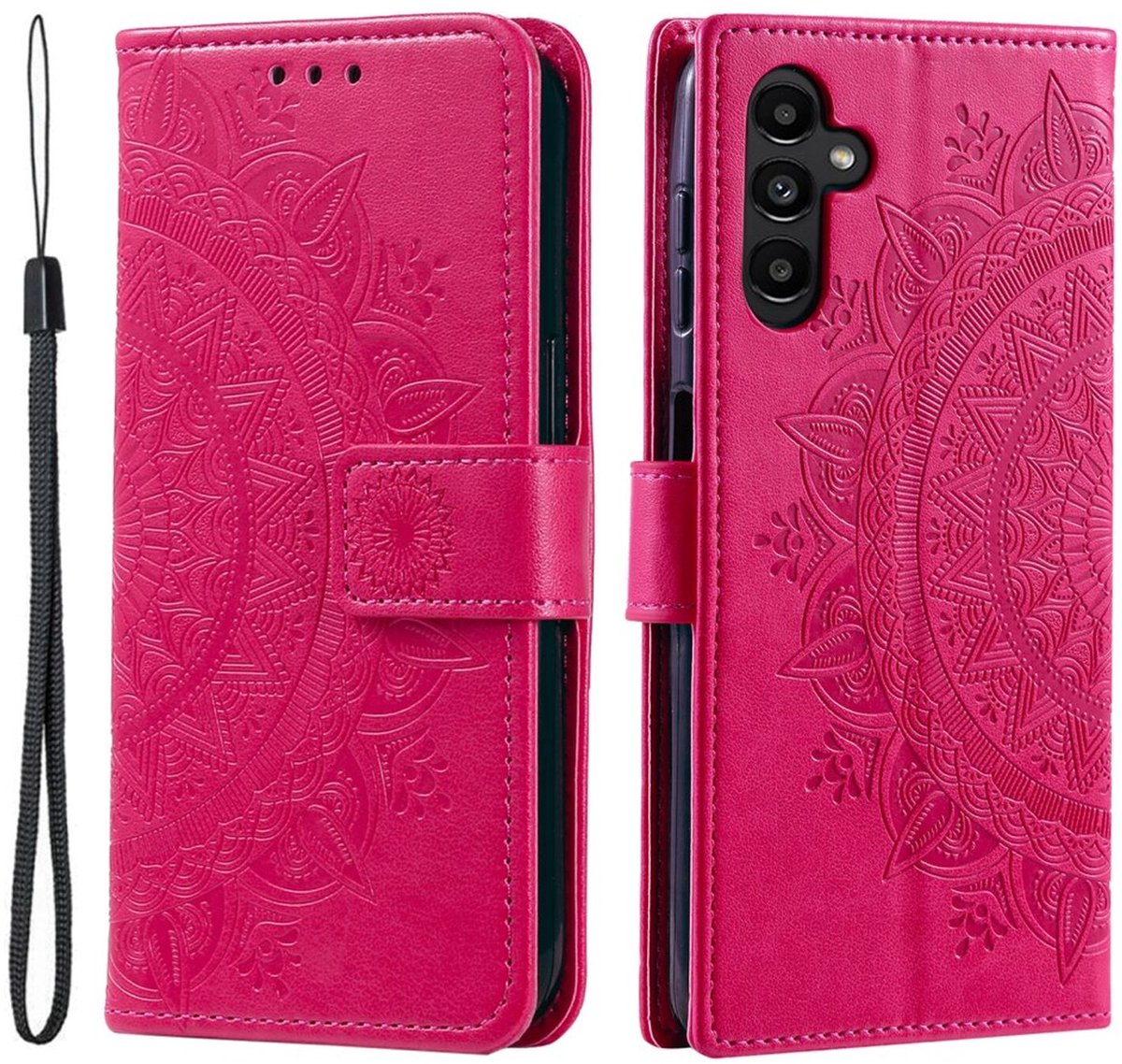 Mandala Book Case Geschikt voor Samsung Galaxy A26 - Hoesje met Pasjeshouder Roze