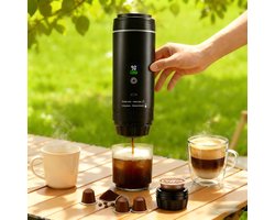 Draagbare Espressomachine - Mini Koffiezetter - Koffie Maken Onderweg - Geïntegreerd Verwarmingssysteem - 25 cm Hoog - Zwart