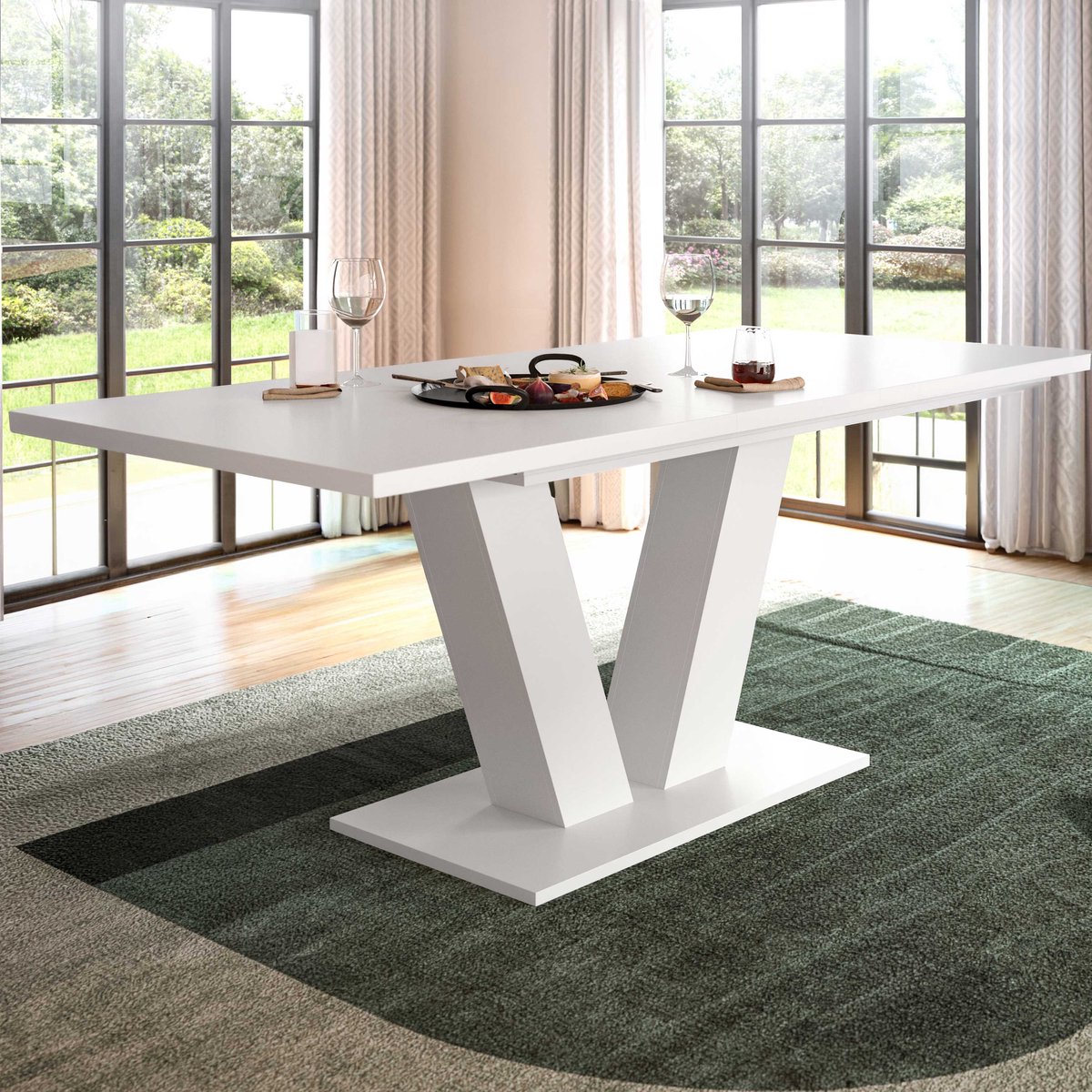 Uitbreekbare Eettafel Motion Emob - Spaanplaat Wit - 150-190x76x90 Cm