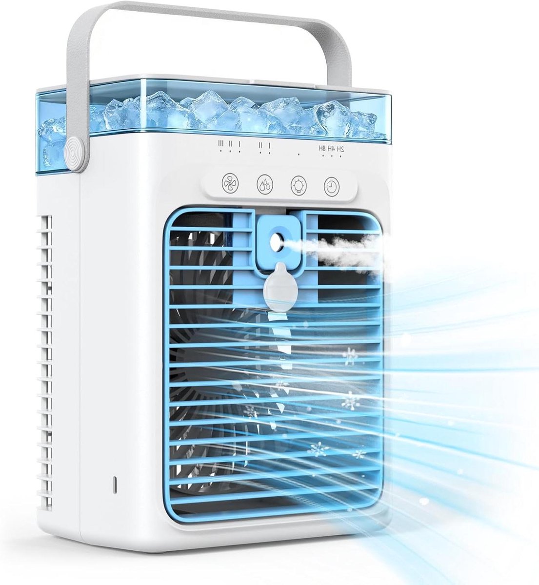 Mobiele Airco - Persoonlijke Koeler - Persoonlijke Koeling - Compact Ontwerp - 18.5 cm Hoog - Wit