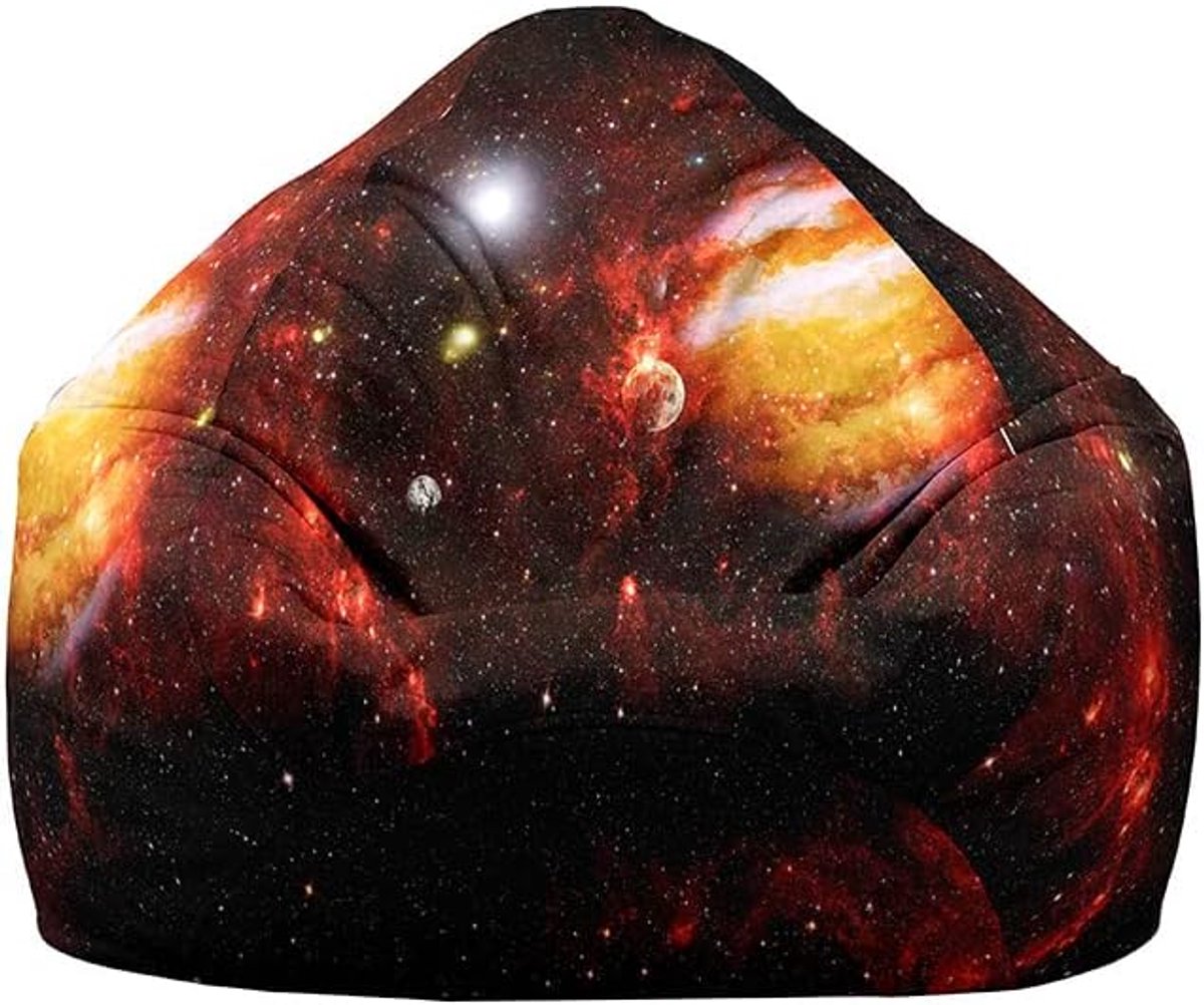 Zitzakhoezen - Opbergzak Stoel - Speelgoed Opbergen - Zachte Katoen Linnen - 70 x 80 cm - Oranje Planeet